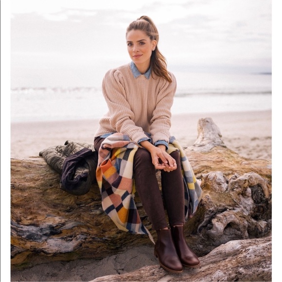 Frame Cropped Crew Sweater Knit Cotton Blend Oatmeal Cream Tan Size Small - Picture 2 of 6